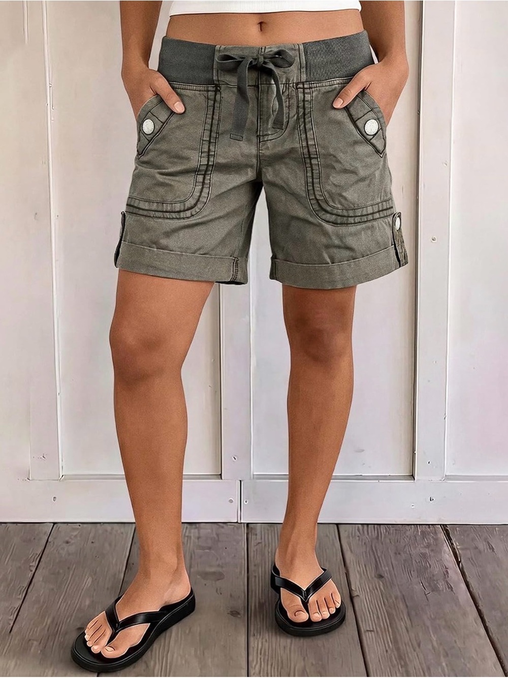 Flamingals Straight Leg Mid Waist Mid Thigh Length Shorts XS ZZ3-15